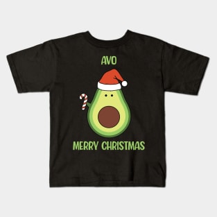 Avo Merry Christmas Funny Avocado Santa Hat Christmas Pun Kids T-Shirt